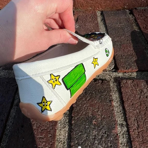 🎨 Hand-painted Mario kids Shoes