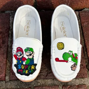 🎨 Hand-painted Mario kids Shoes