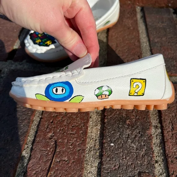🎨 Hand-painted Mario kids Shoes