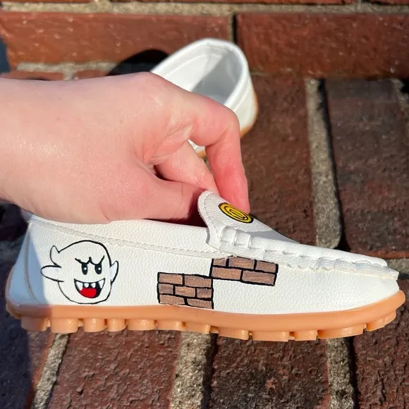 🎨 Hand-painted Mario kids Shoes