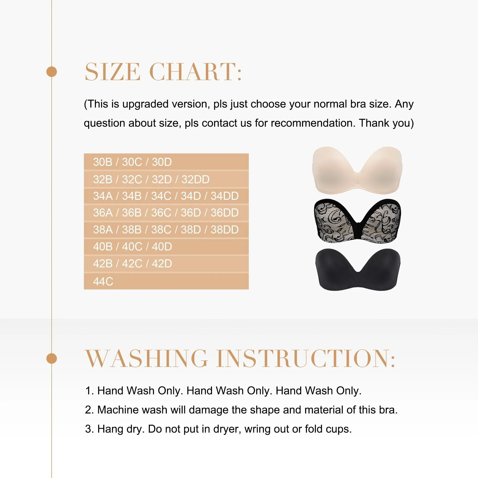 363 Push Up Lift Non-Slip Strapless Bra Black