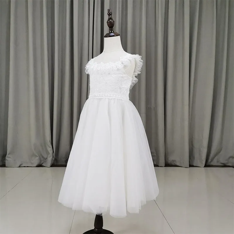 Adorable Tulle Flower Girl Dress, Cute White Flower Girl Dress