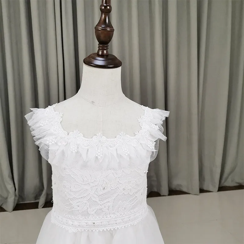 Adorable Tulle Flower Girl Dress, Cute White Flower Girl Dress
