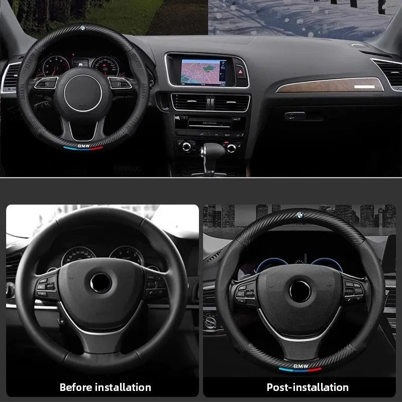Anti-Slip Leather Steering Wheel Cover for Car - Universal Fit