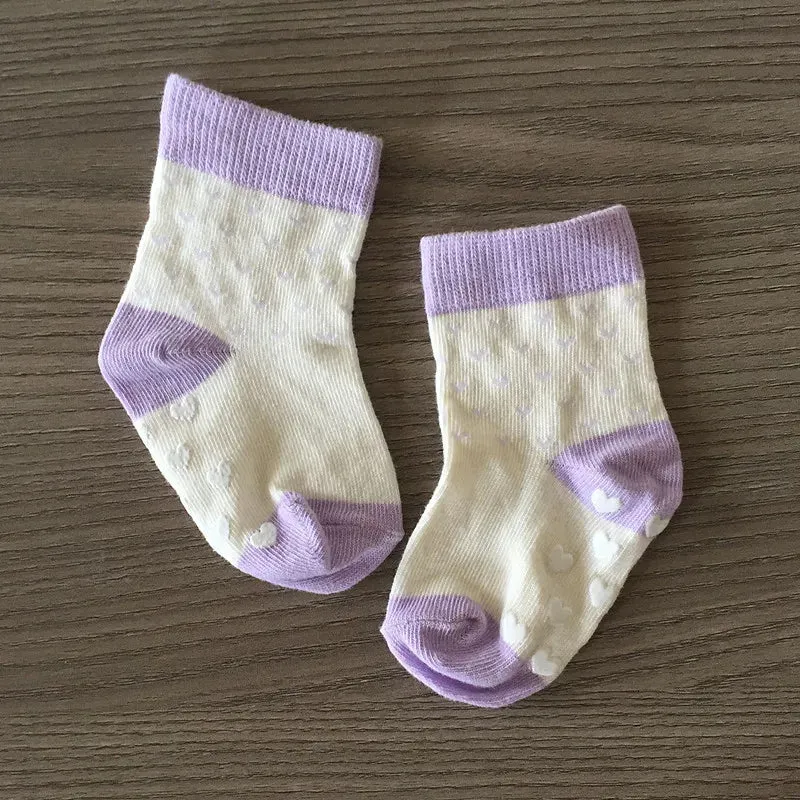 Baby Girl Socks Girl Floor Socks Anti Ship Stripes Heart Floral Socks Shoes Kids Casual meias Cotton Pink Newborn Footwear Brand