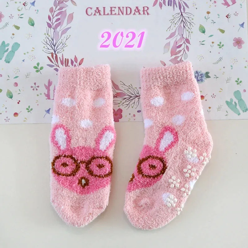 Baby Winter Warm Socks Children non Slip Socks Kids Fluffy Bed Footwear Home Boys Girls Coral Velvet Floor Socks Thick Cute Car
