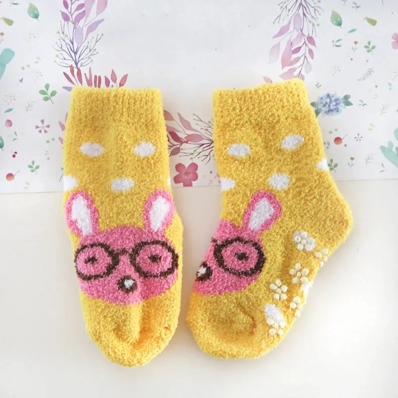 Baby Winter Warm Socks Children non Slip Socks Kids Fluffy Bed Footwear Home Boys Girls Coral Velvet Floor Socks Thick Cute Car