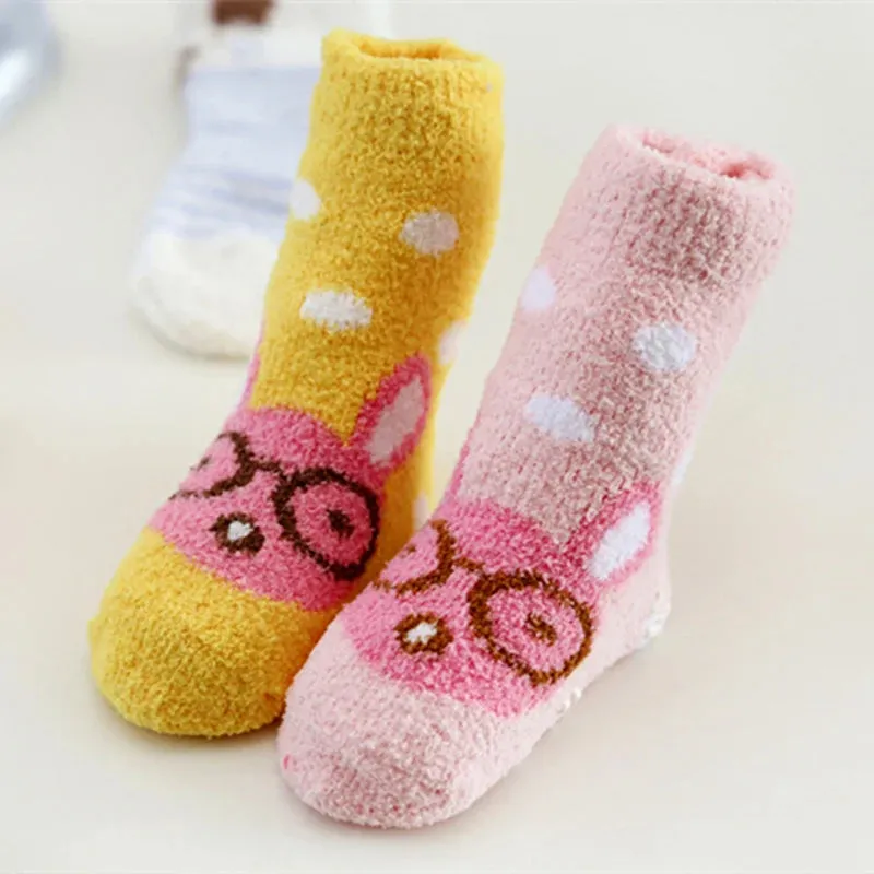 Baby Winter Warm Socks Children non Slip Socks Kids Fluffy Bed Footwear Home Boys Girls Coral Velvet Floor Socks Thick Cute Car