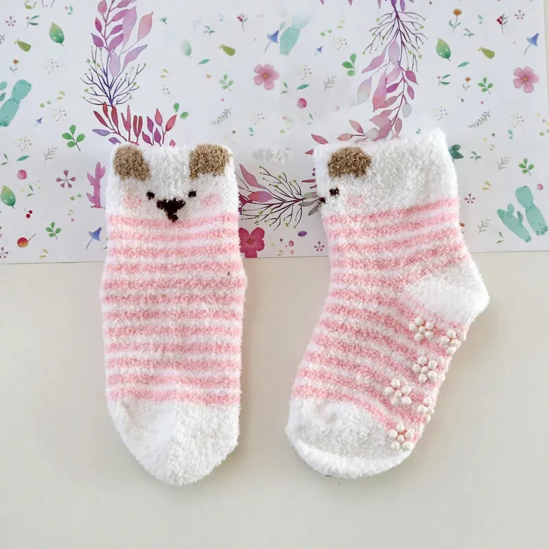 Baby Winter Warm Socks Children non Slip Socks Kids Fluffy Bed Footwear Home Boys Girls Coral Velvet Floor Socks Thick Cute Car
