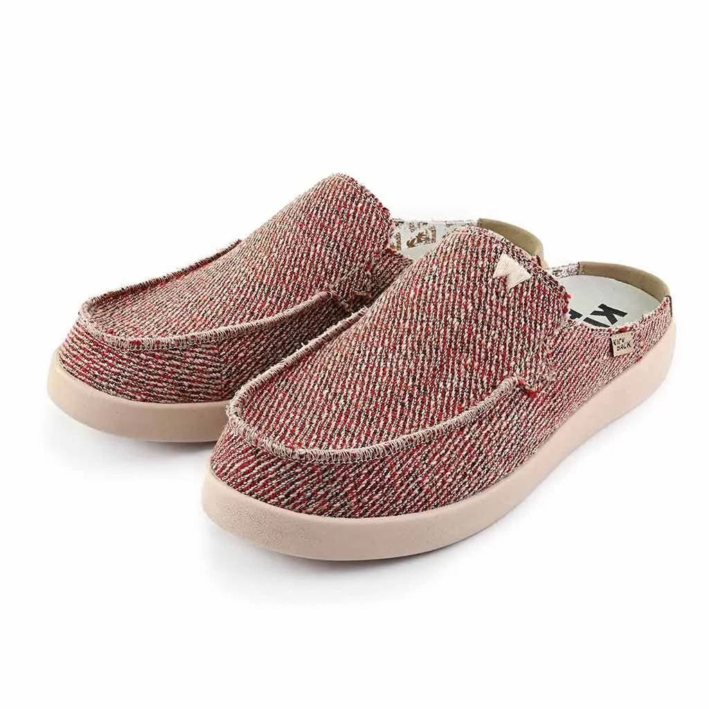 Barbeach Mule Woven Canvas Oat Red