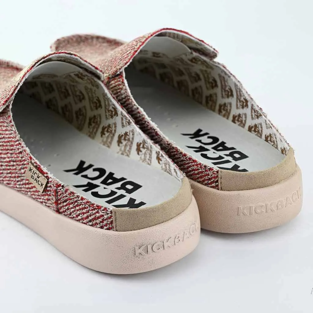 Barbeach Mule Woven Canvas Oat Red