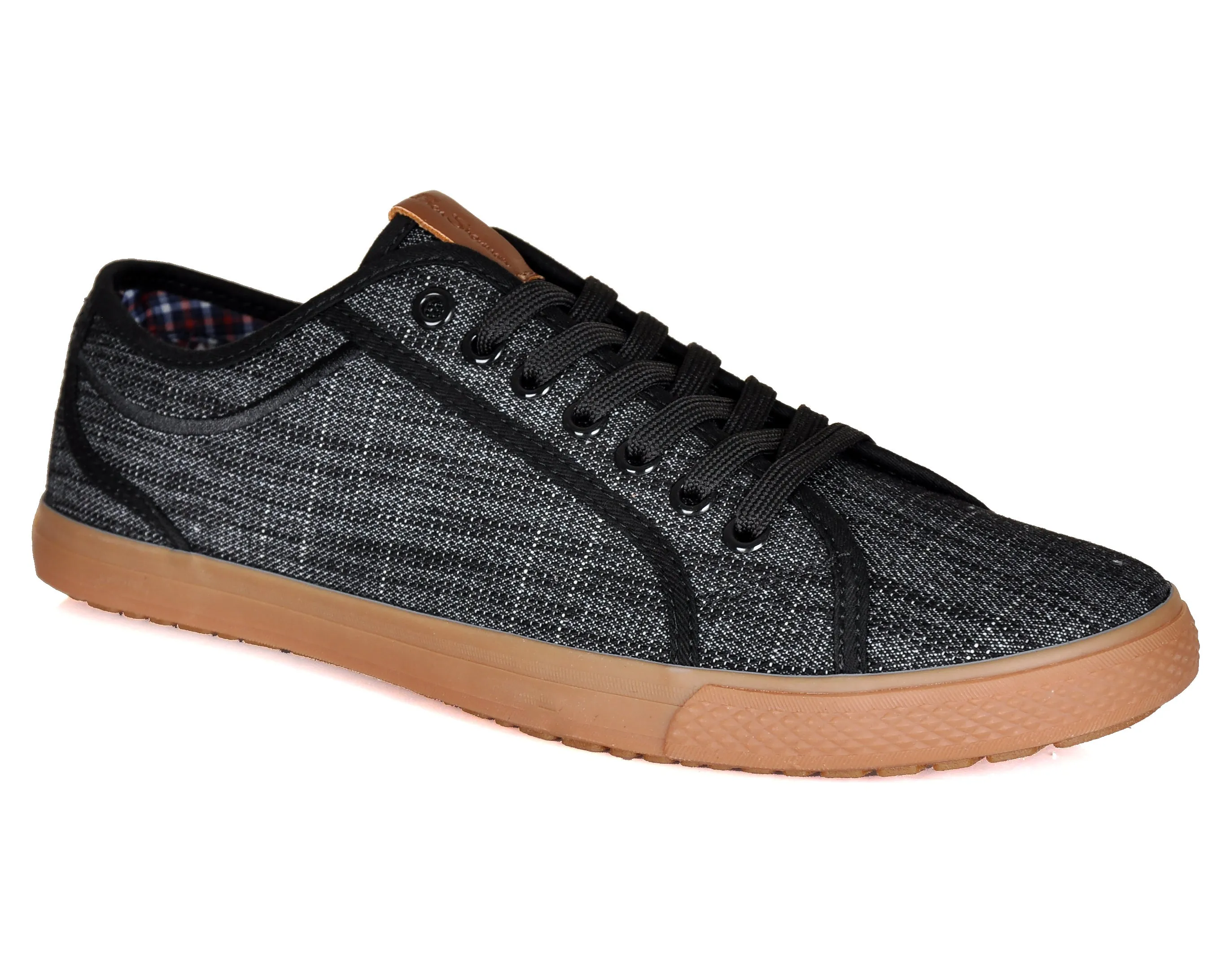 Ben Sherman Chandler LO BNM00017 Men's Canvas Black Denim Plaid Lifestyle Sneakers