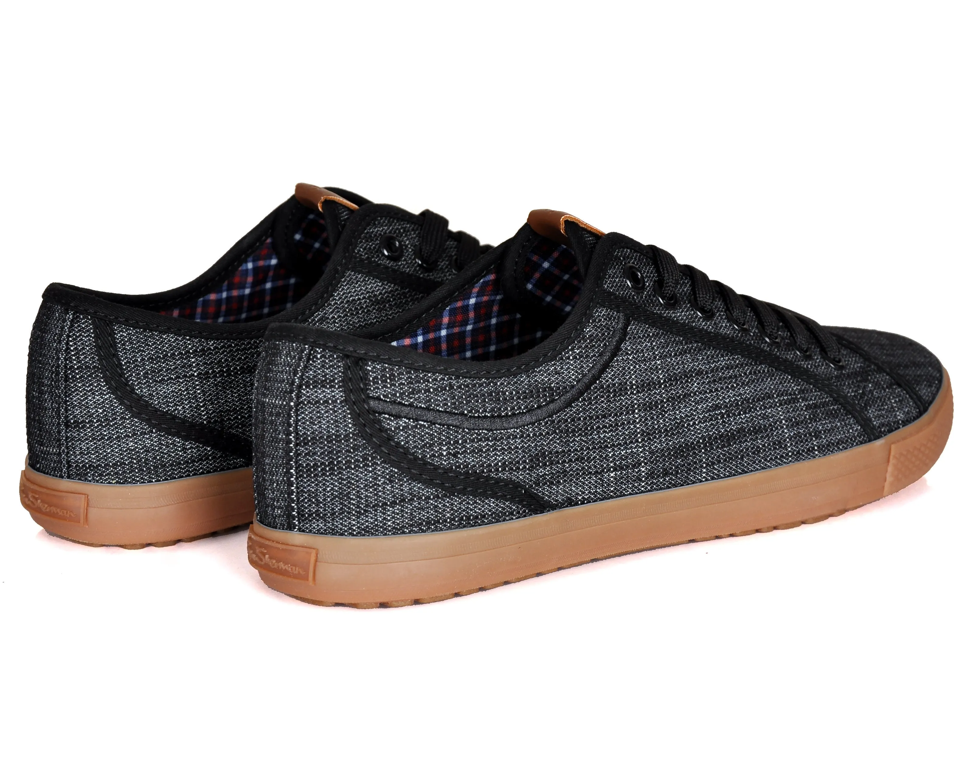 Ben Sherman Chandler LO BNM00017 Men's Canvas Black Denim Plaid Lifestyle Sneakers