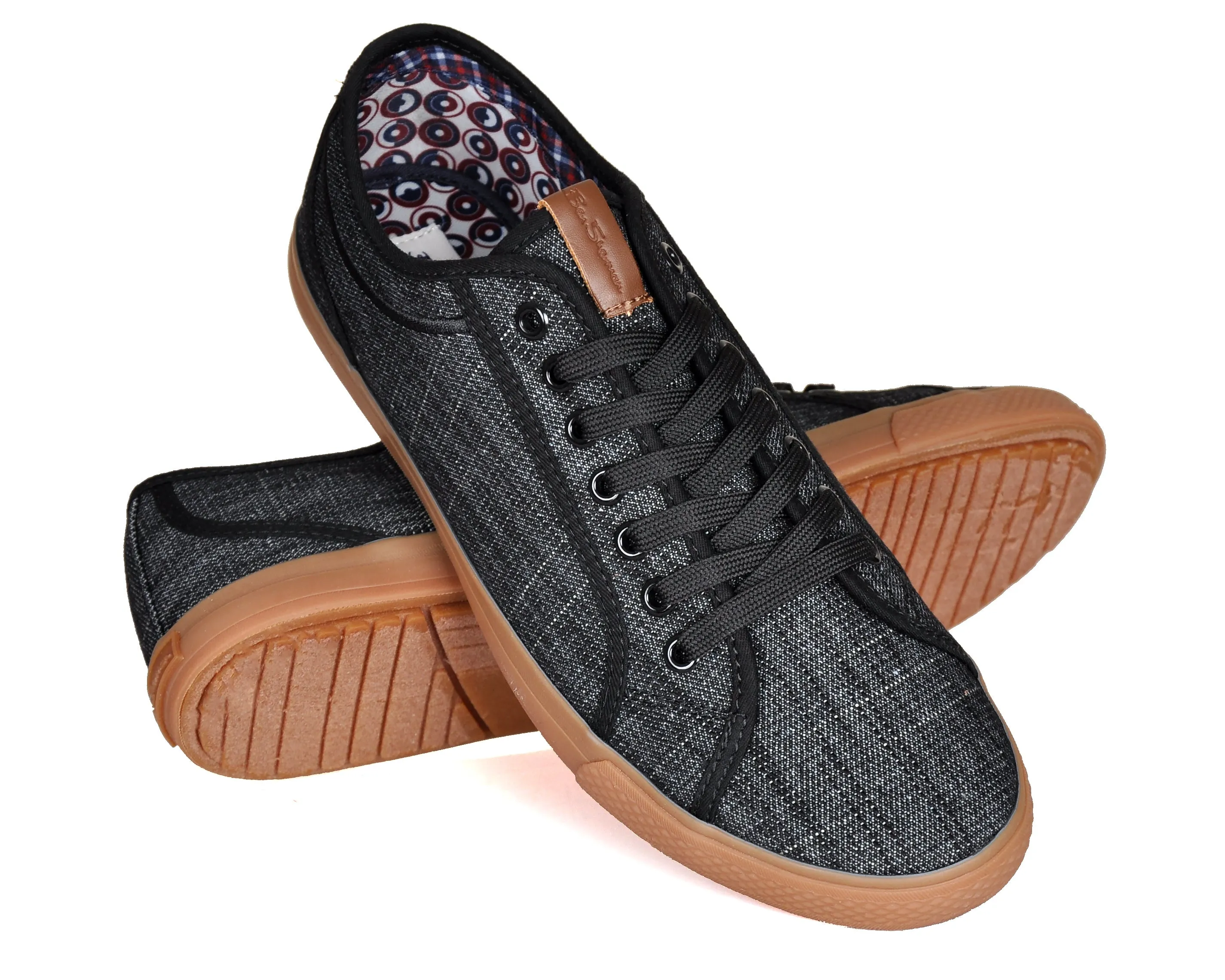 Ben Sherman Chandler LO BNM00017 Men's Canvas Black Denim Plaid Lifestyle Sneakers