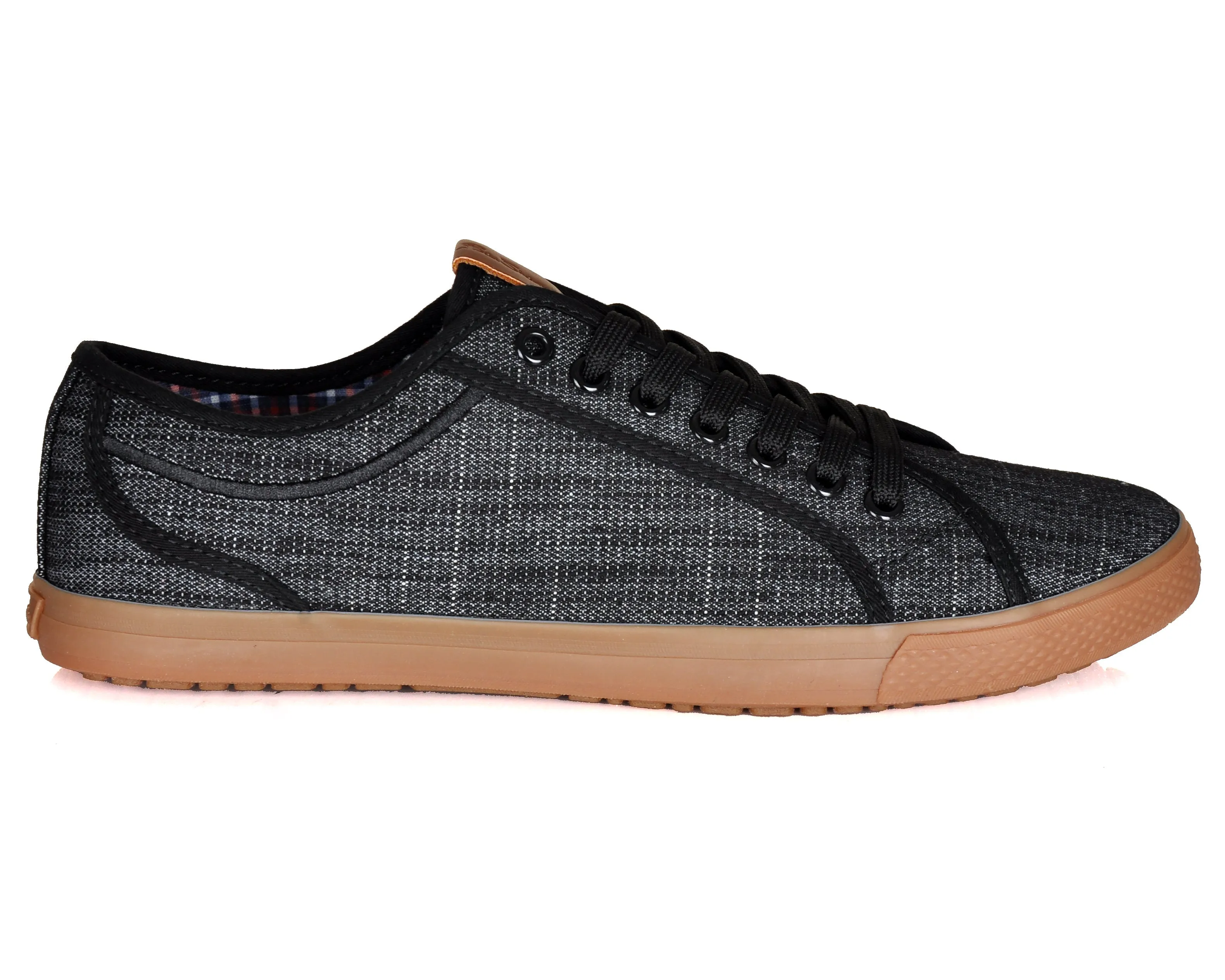 Ben Sherman Chandler LO BNM00017 Men's Canvas Black Denim Plaid Lifestyle Sneakers