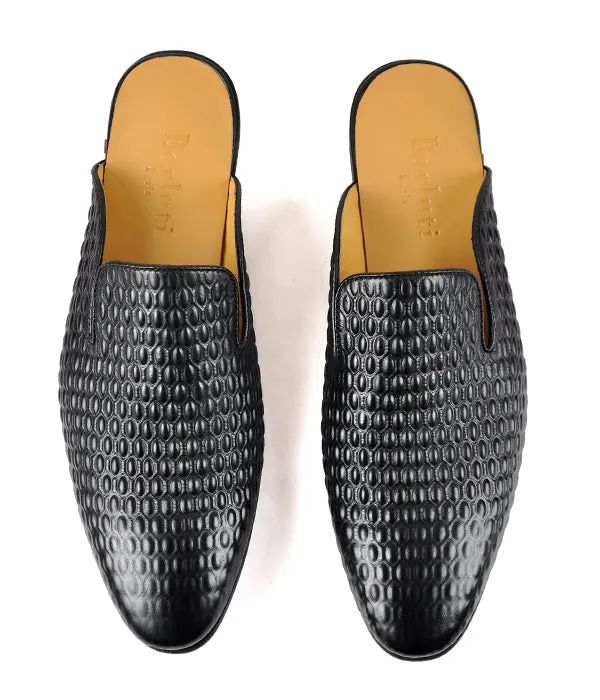 Berluti Black Dotted Croc Mules