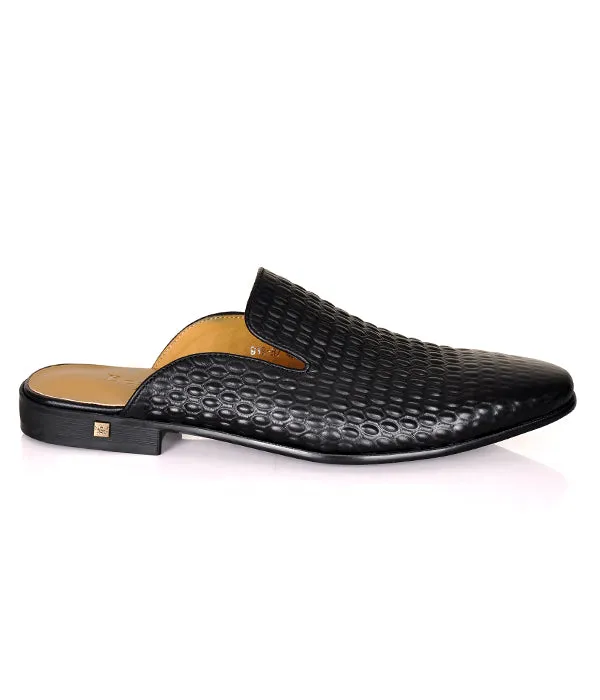Berluti Black Dotted Croc Mules