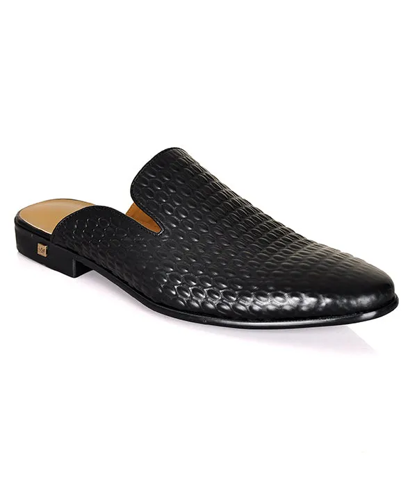 Berluti Black Dotted Croc Mules