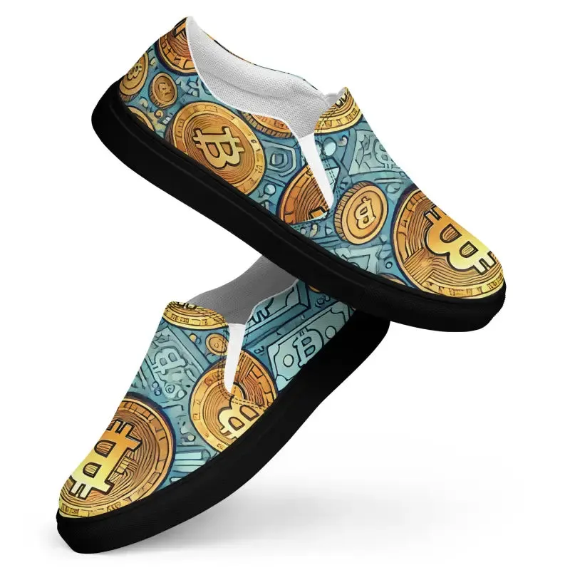 Bitcoin Slip on Canvas Shoes with Rubber Outsoles