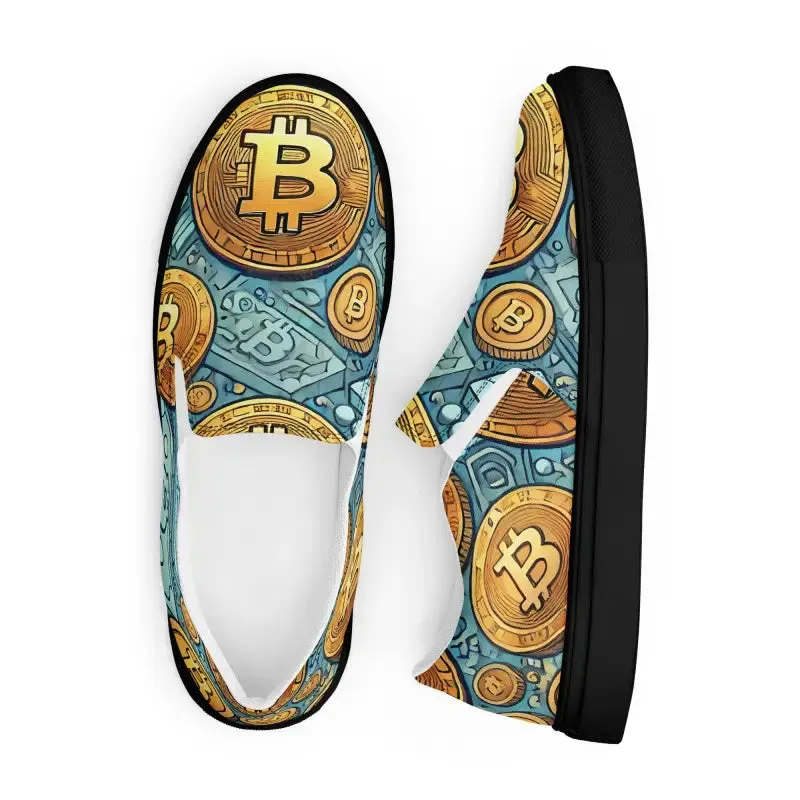 Bitcoin Slip on Canvas Shoes with Rubber Outsoles