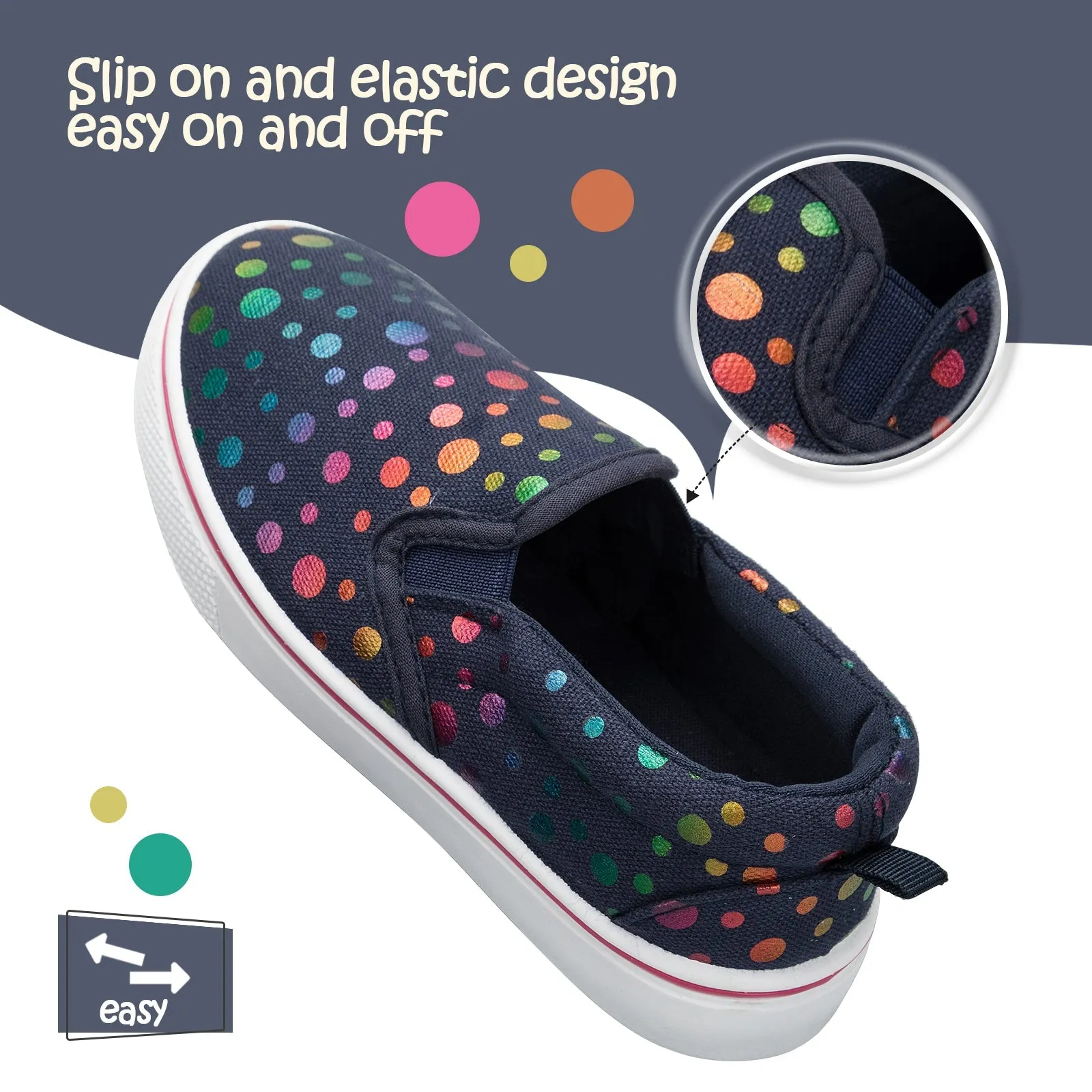 Black Dot Slip-ons With Colorful Laser Dots