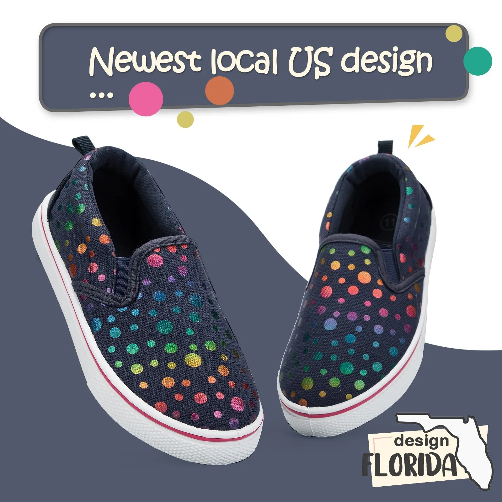 Black Dot Slip-ons With Colorful Laser Dots