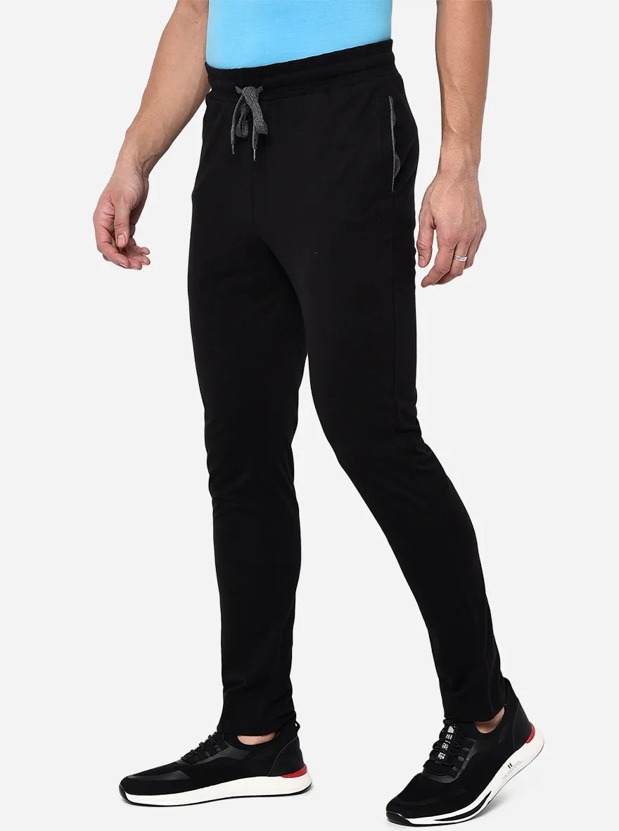 Black Solid Regular Fit Track Pant | JadeBlue