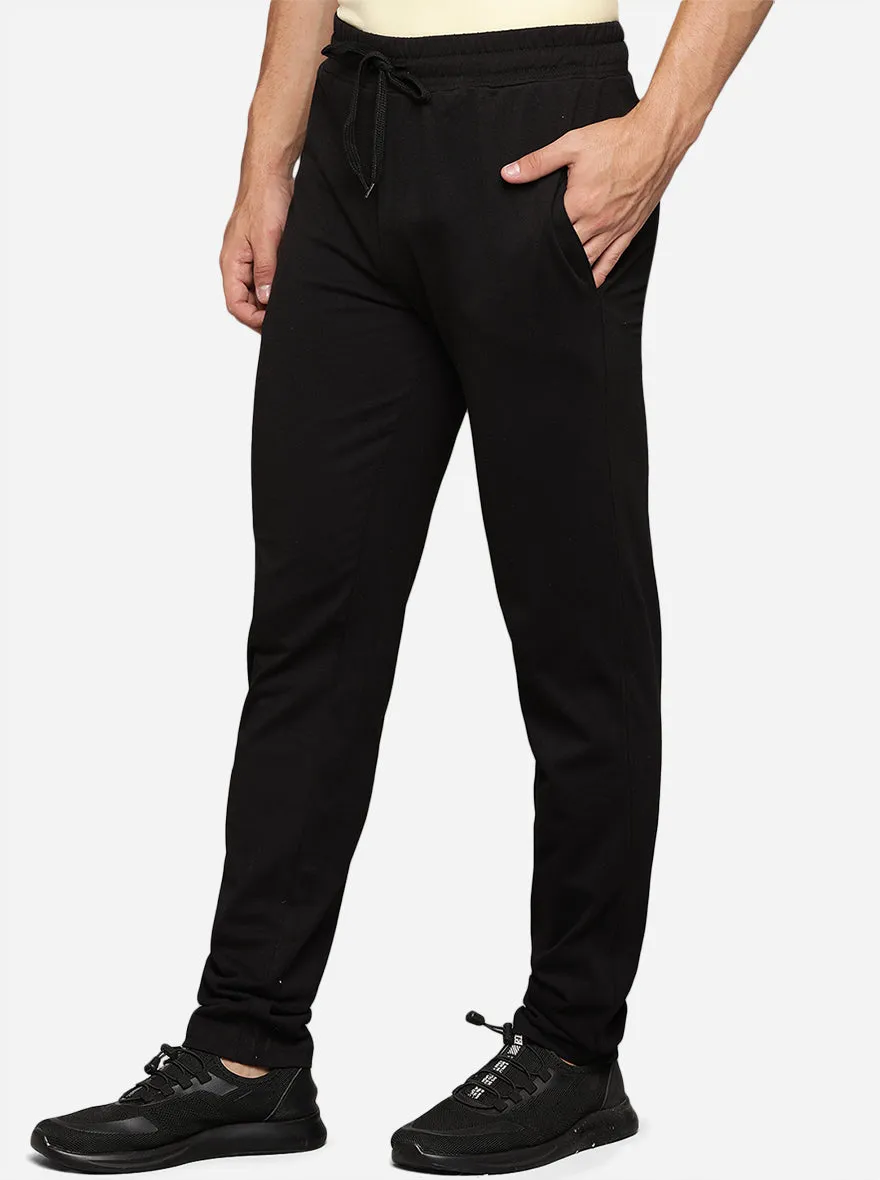 Black Solid Regular Fit Track Pant | JadeBlue