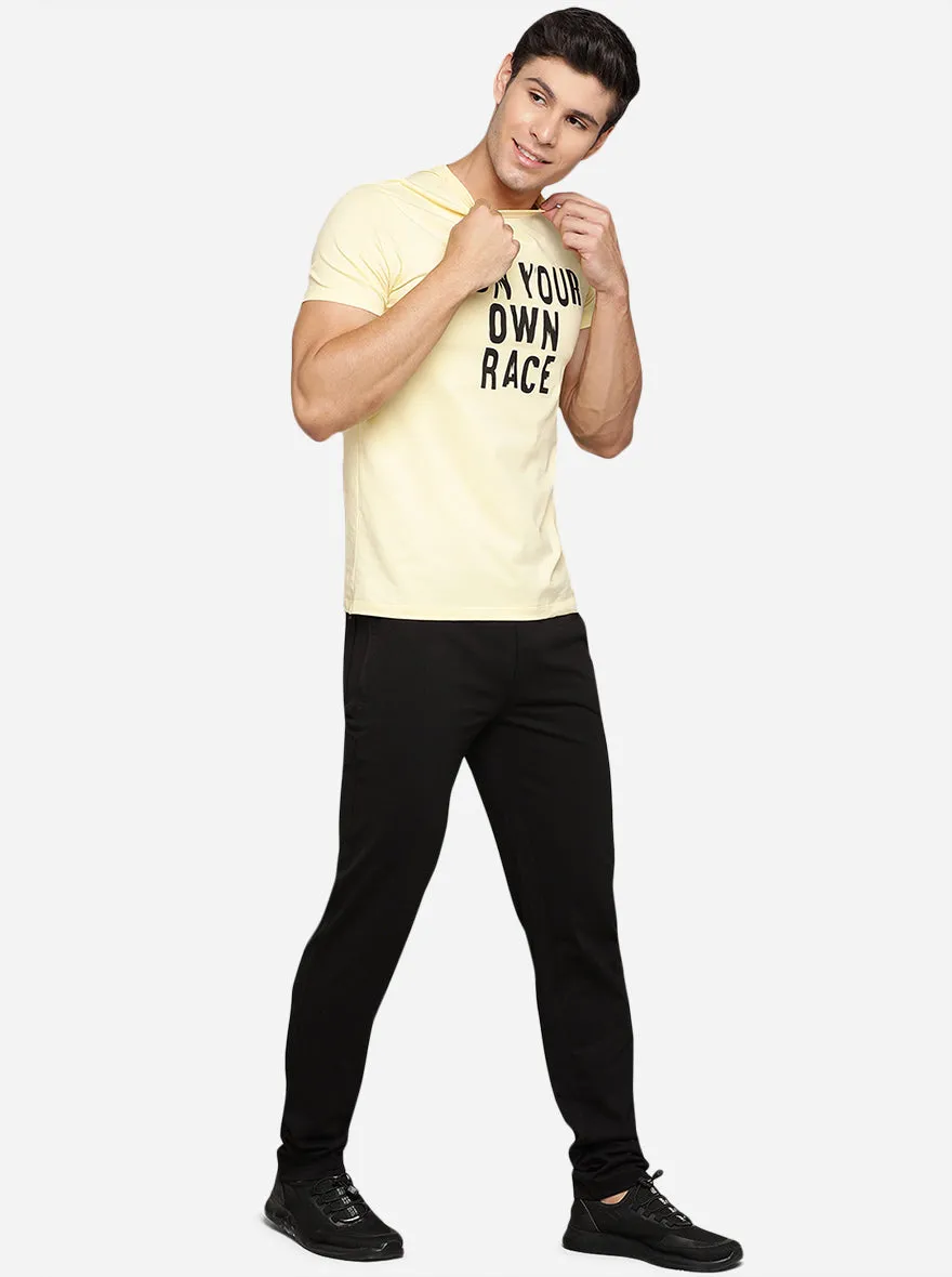 Black Solid Regular Fit Track Pant | JadeBlue