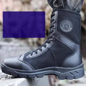 Black Training Boots Breathable Mesh Shock Absorption Security Shoes