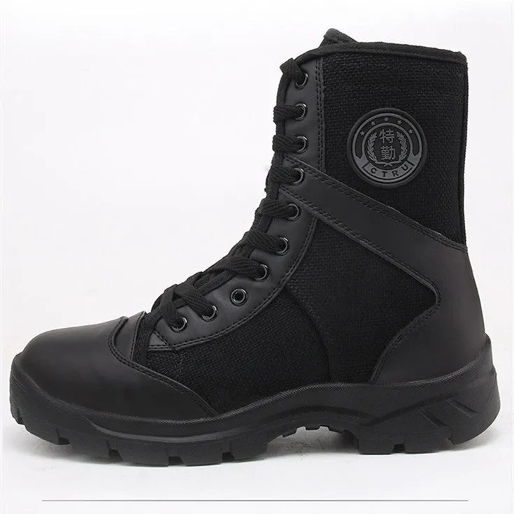 Black Training Boots Breathable Mesh Shock Absorption Security Shoes
