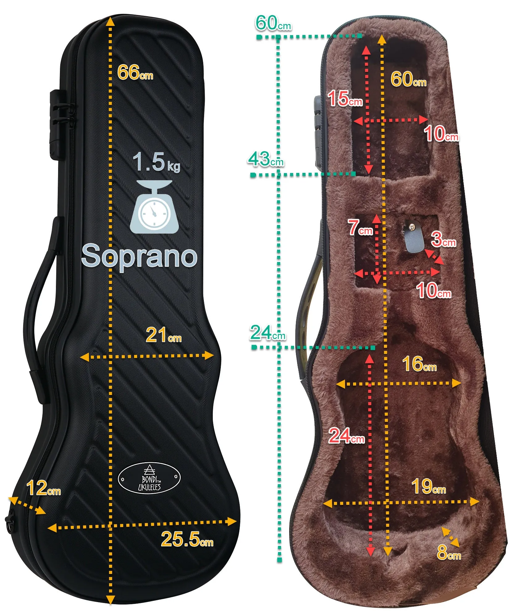 Bondi Shock-Rock Soprano Ukulele Hard Case - Pink