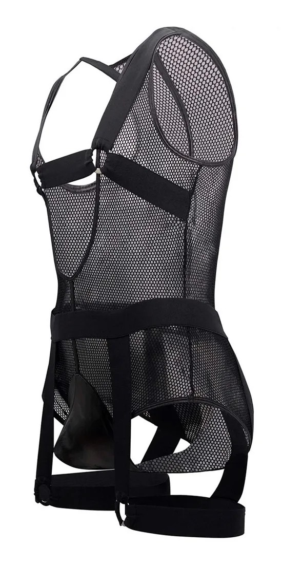Candyman 99529x Mesh Garter Bodysuit Black