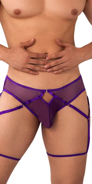 Candyman 99625 Mesh Garter Briefs Purple