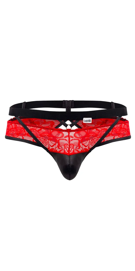 Candyman 99627 Lace Jockstrap Red