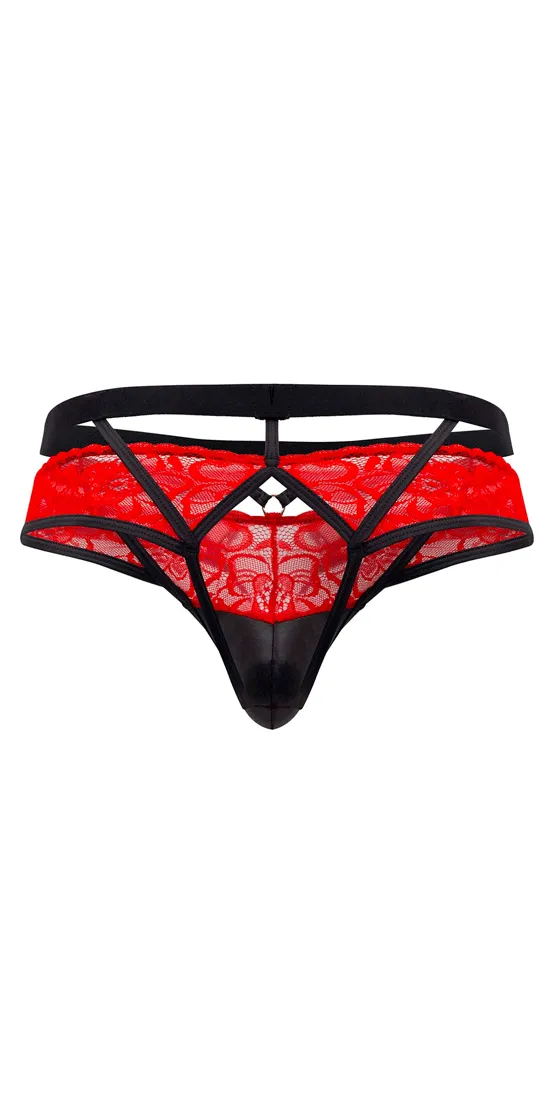 Candyman 99627 Lace Jockstrap Red