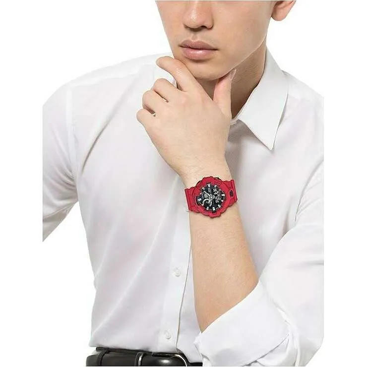 CASIO G-SHOCK ANALOG DIGITAL RED & BLACK MEN WATCH GA-700-4AJF