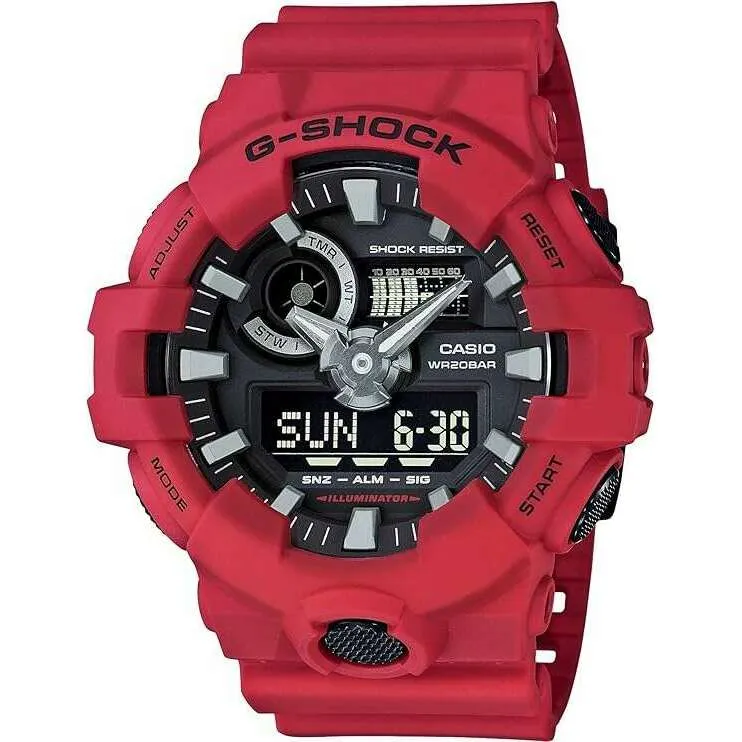 CASIO G-SHOCK ANALOG DIGITAL RED & BLACK MEN WATCH GA-700-4AJF