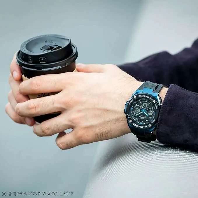 CASIO G-SHOCK G-STEEL RADIO SOLAR ANALOG DIGITAL DIAL ALL BLACK MEN WATCH GST-W300G-1A1JF