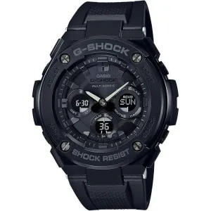 CASIO G-SHOCK G-STEEL RADIO SOLAR ANALOG DIGITAL DIAL ALL BLACK MEN WATCH GST-W300G-1A1JF