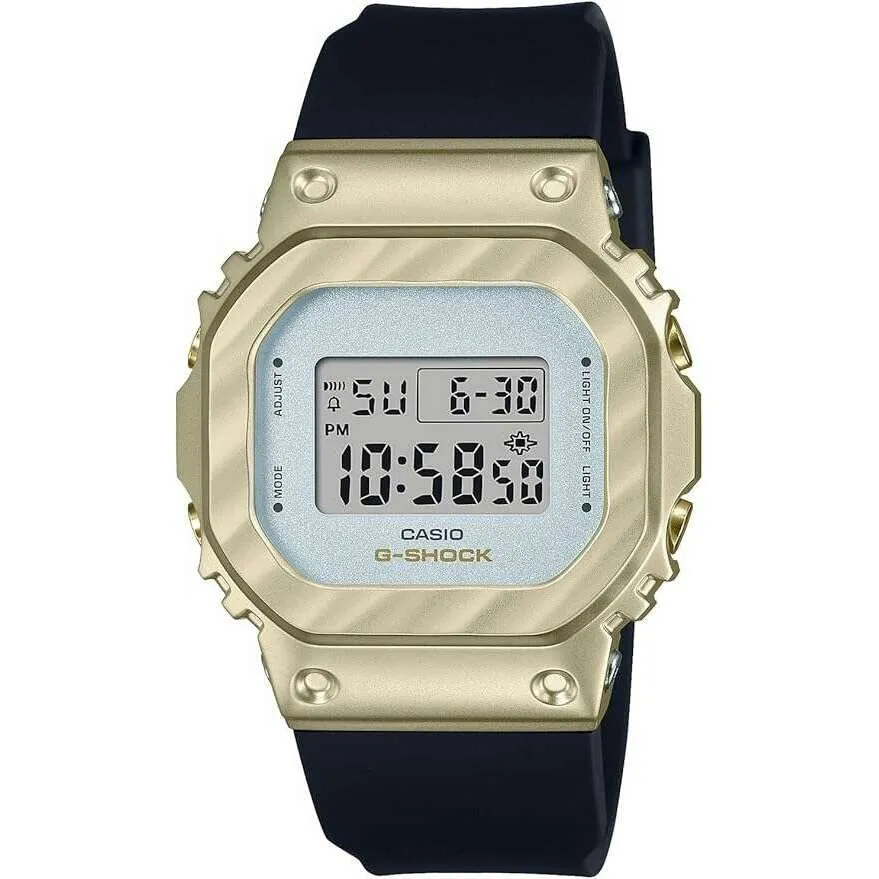 CASIO G-SHOCK METAL COVERED BLACK & LIGHT YELLOW GOLD DIGITAL LADIES WATCH GM-S5600BC-1JF