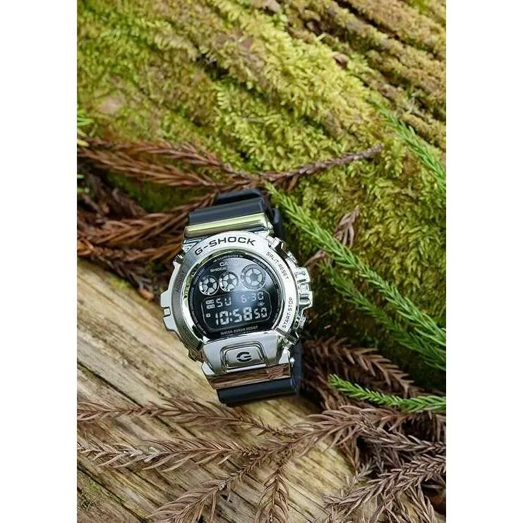 CASIO G-SHOCK METAL COVERED DIGITAL SILVER & BLACK MEN WATCH GM-6900-1JF