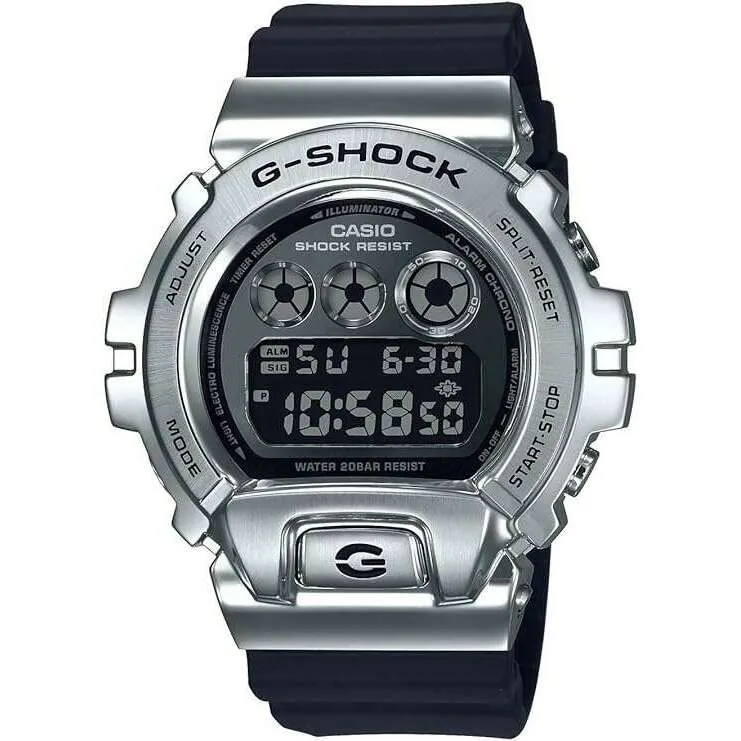CASIO G-SHOCK METAL COVERED DIGITAL SILVER & BLACK MEN WATCH GM-6900-1JF