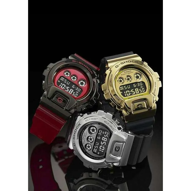 CASIO G-SHOCK METAL COVERED DIGITAL SILVER & BLACK MEN WATCH GM-6900-1JF