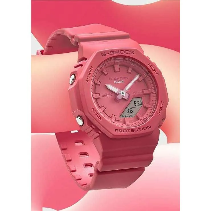 CASIO G-SHOCK MID-SIZE MODEL ANALOG DIGITAL DIAL BRIGHT PINK LADIES WATCH GMA-P2100-4AJF
