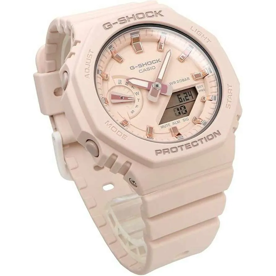 CASIO G-SHOCK MID-SIZE MODEL PINK BEIGE ANALOG DIGITAL LADIES WATCH GMA-S2100-4A