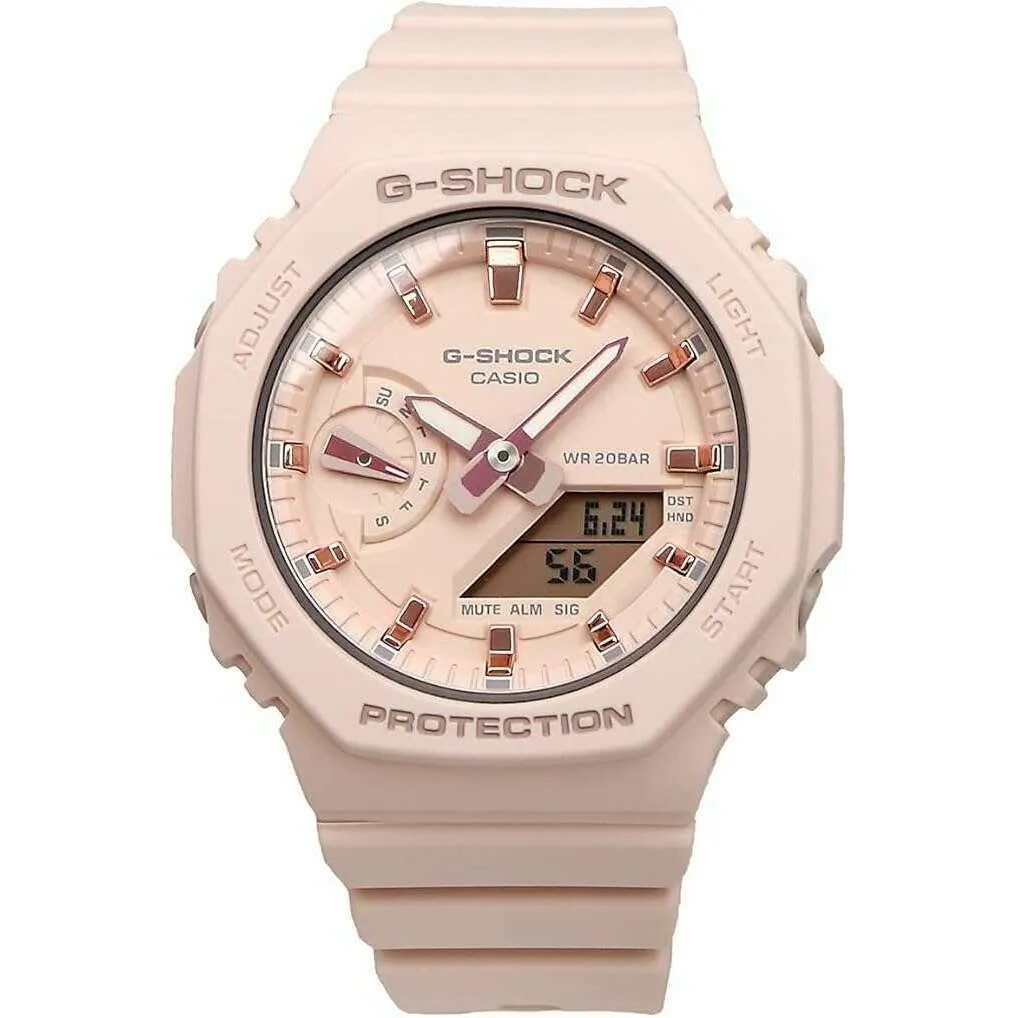 CASIO G-SHOCK MID-SIZE MODEL PINK BEIGE ANALOG DIGITAL LADIES WATCH GMA-S2100-4A