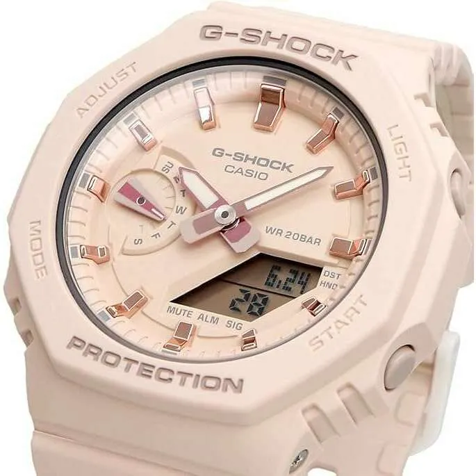 CASIO G-SHOCK MID-SIZE MODEL PINK BEIGE ANALOG DIGITAL LADIES WATCH GMA-S2100-4A