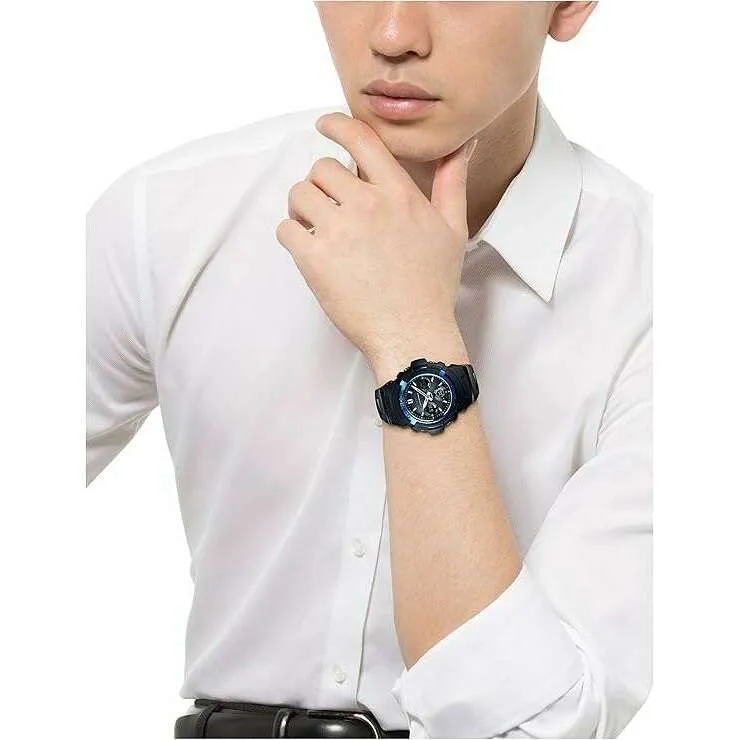 CASIO G-SHOCK RADIO SOLAR DAY-DATE ANALOG DIGITAL DIAL BLACK & BLUE MEN WATCH AWG-M100BC-2AJF