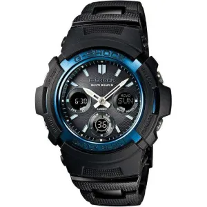 CASIO G-SHOCK RADIO SOLAR DAY-DATE ANALOG DIGITAL DIAL BLACK & BLUE MEN WATCH AWG-M100BC-2AJF